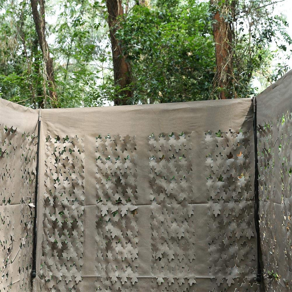 Auscamotek ground blind assembled at 30 to 60 inches for flexible concealment while seated or standing.