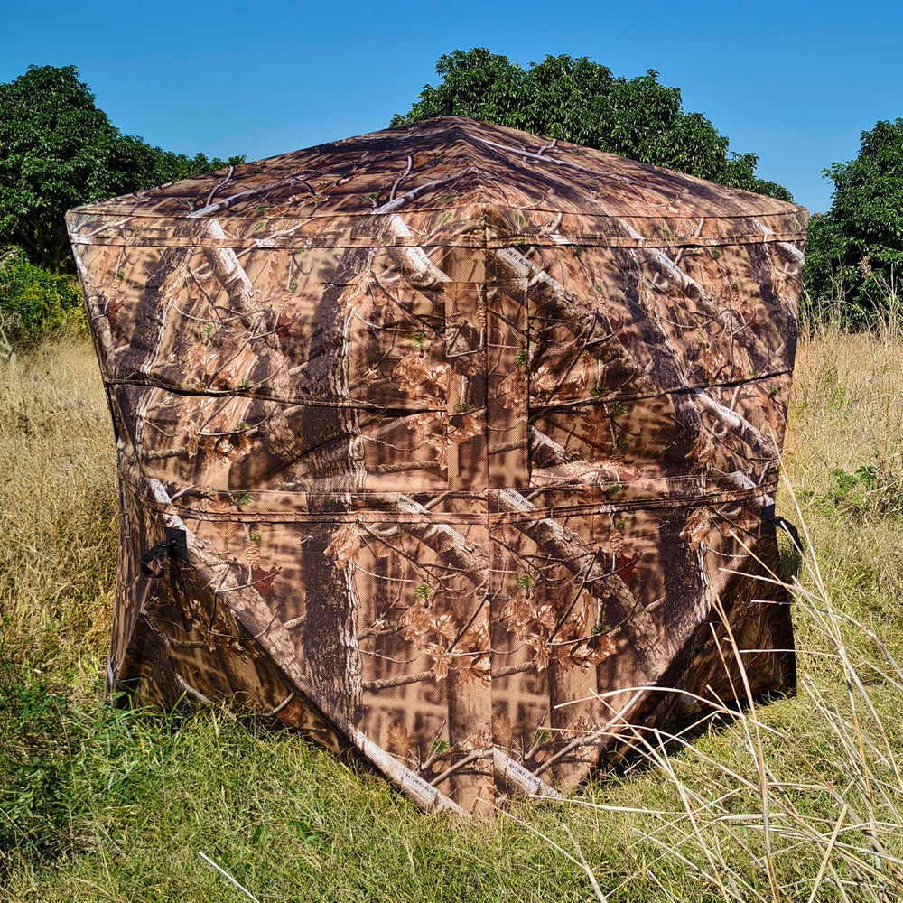 AUSCAMOTEK ground blind suited for remote hunting spots with concealment.