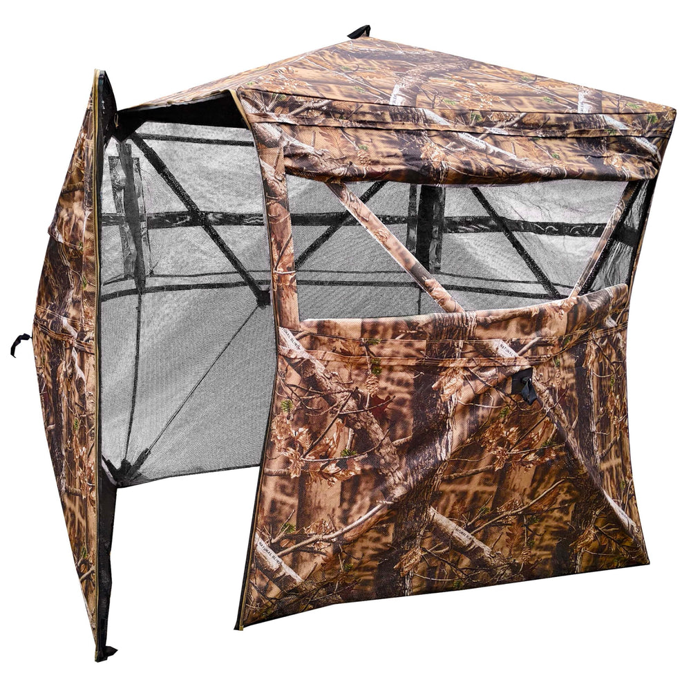AUSCAMOTEK ground blind spacious for 2-3 hunters with gear.