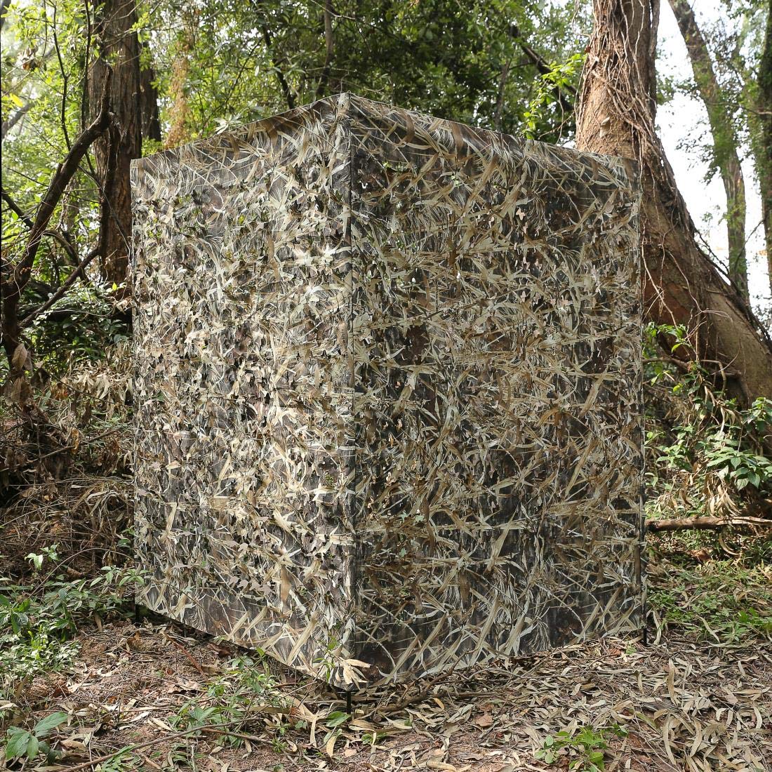 AUSCAMOTEK ground blind in Woodland Green Leaf blends with foliage for stealthy hunting.