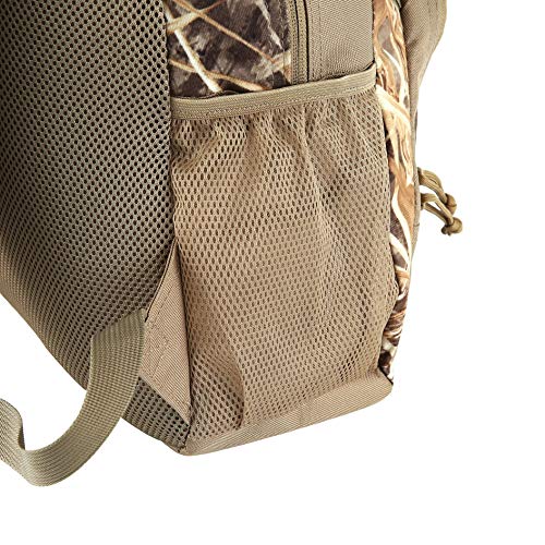 AUSCAMOTEK hunting backpack front pocket organizes calls and tools.