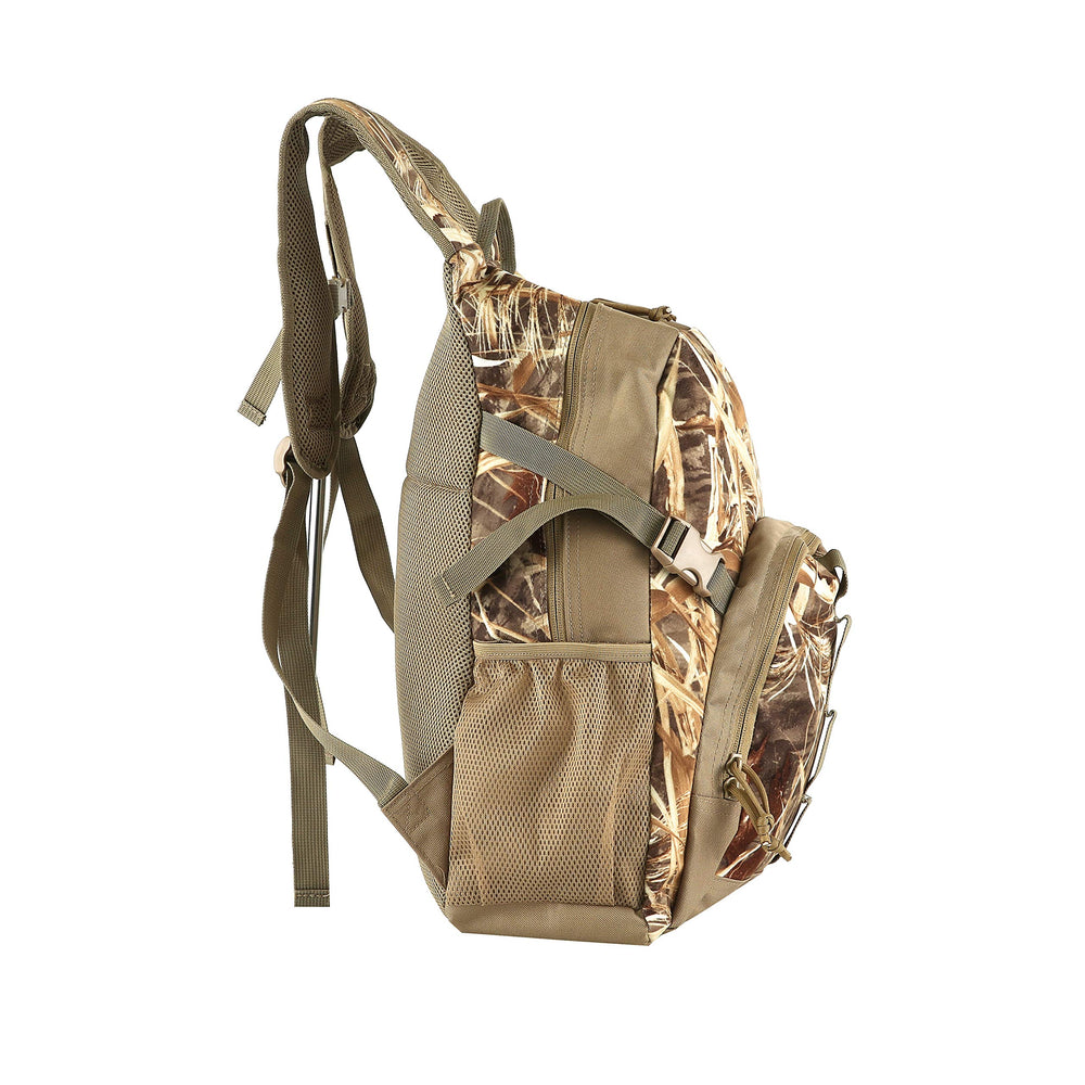 AUSCAMOTEK hunting backpack waterproof fabric safeguards gear in rain.