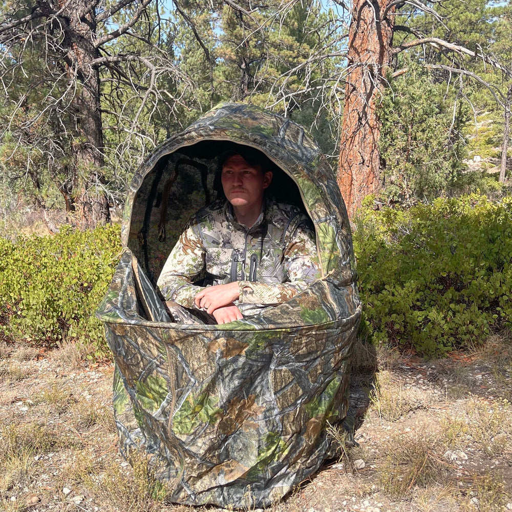 AUSCAMOTEK integrated chair provides ergonomic support for extended sits in the blind.
