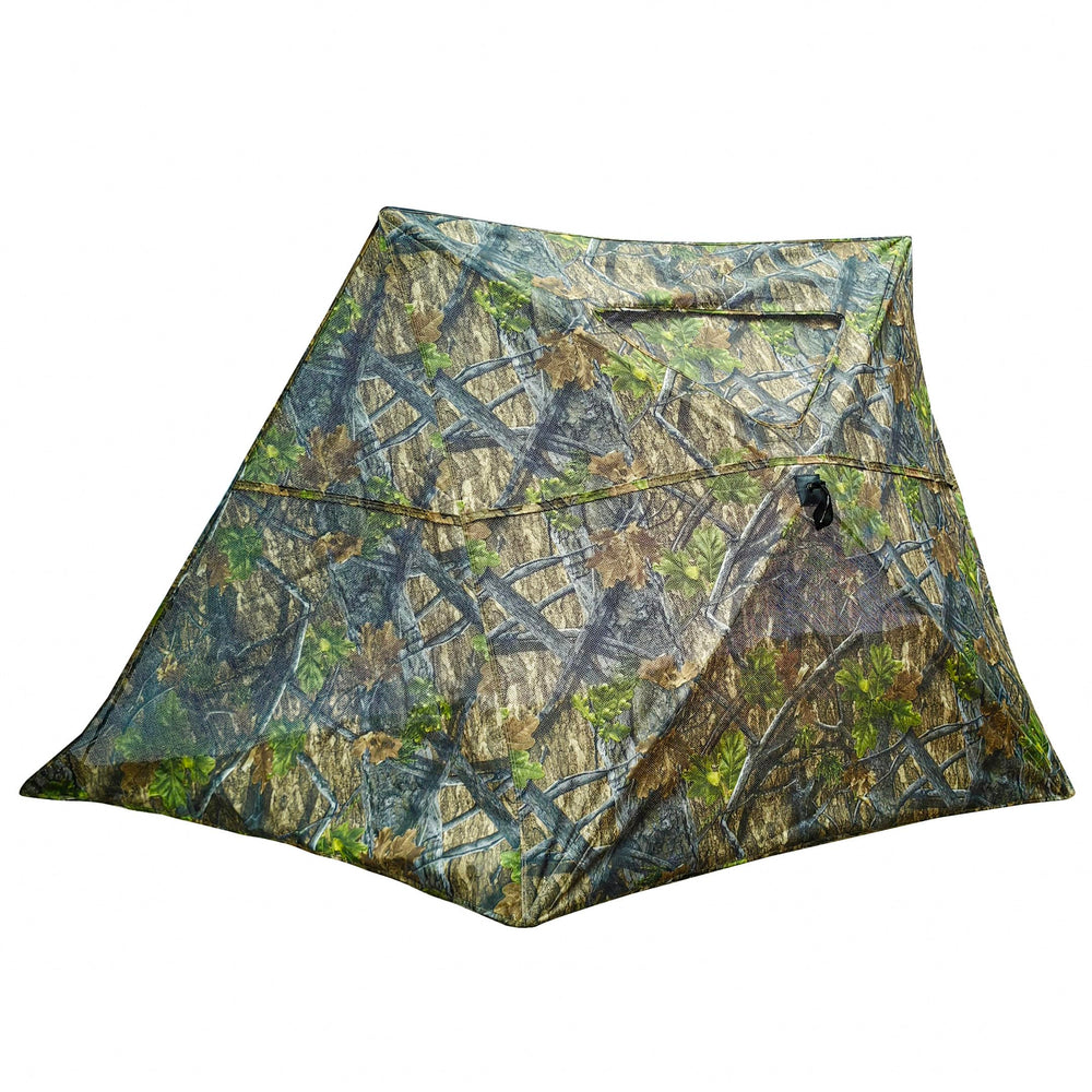 AUSCAMOTEK see-through mesh central panel detail highlighting clear visibility and stealth in the blind.