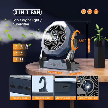 Ausic 330-degree rotation with hook enables versatile airflow placement