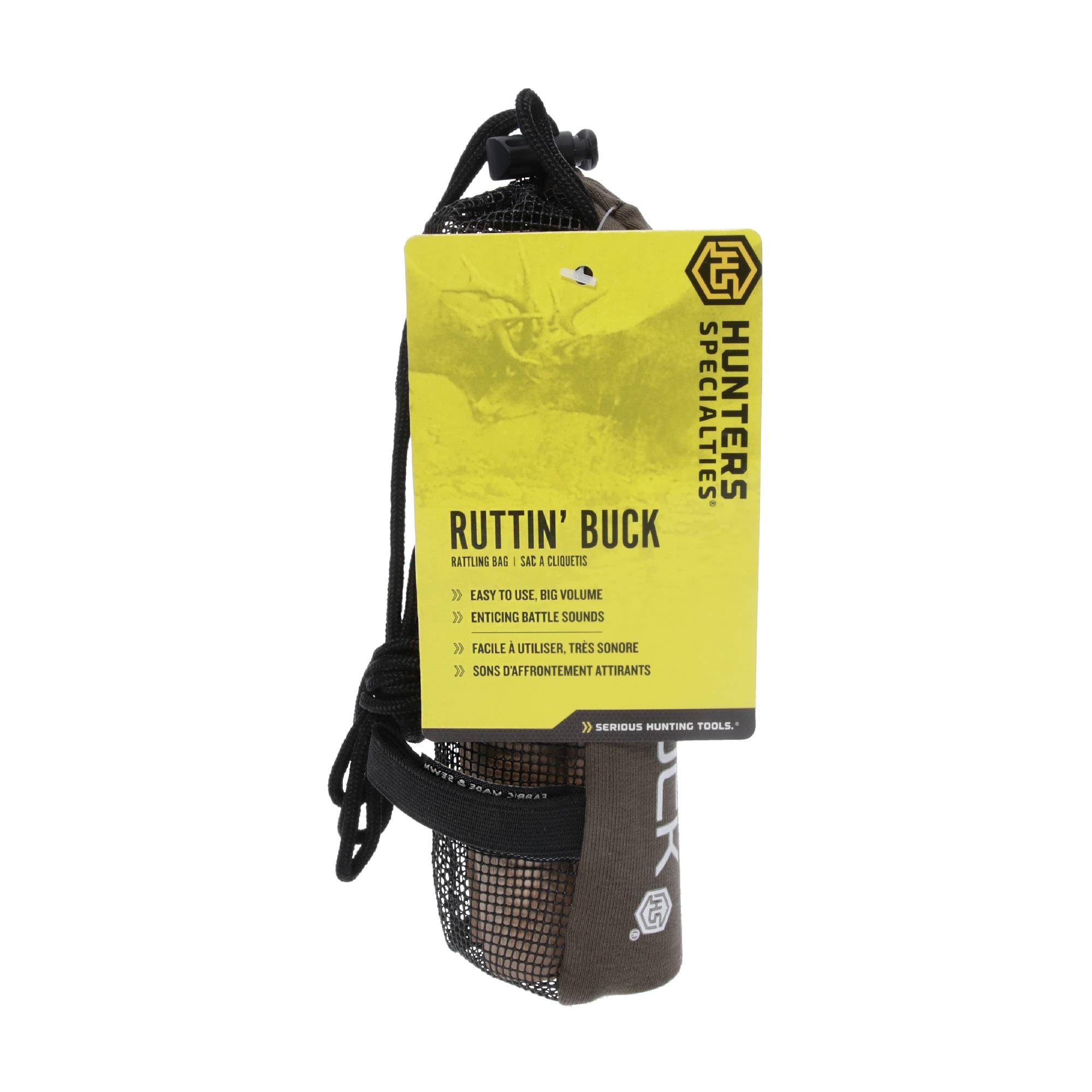 Rubberized grip section on rattling bag in grip position