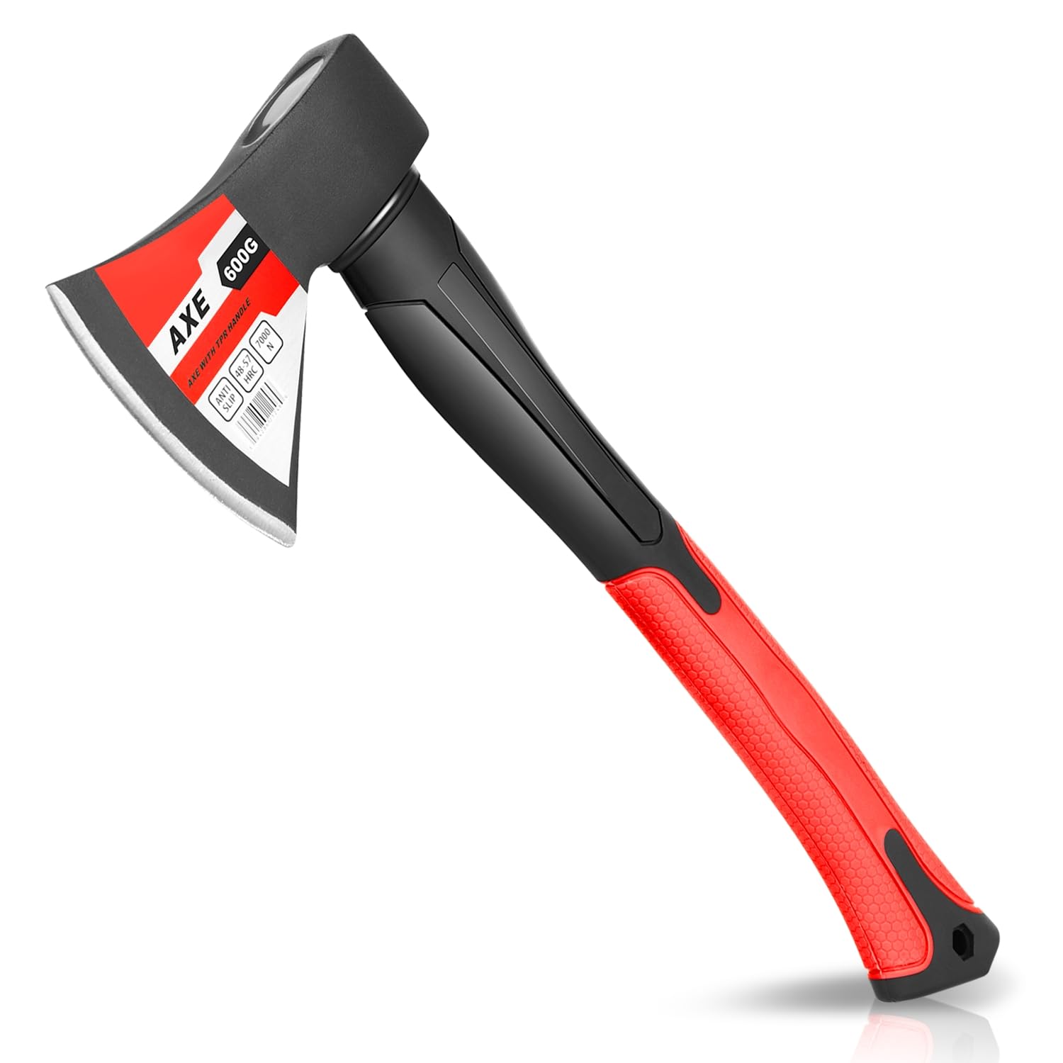 Auto Dynasty 15-inch wood axe with red handle for efficient chopping.