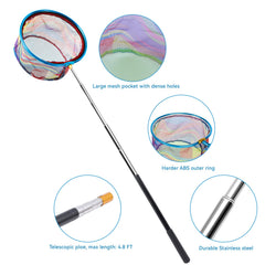 Telescopic fishing net extended with bucket and 10-inch pocket
