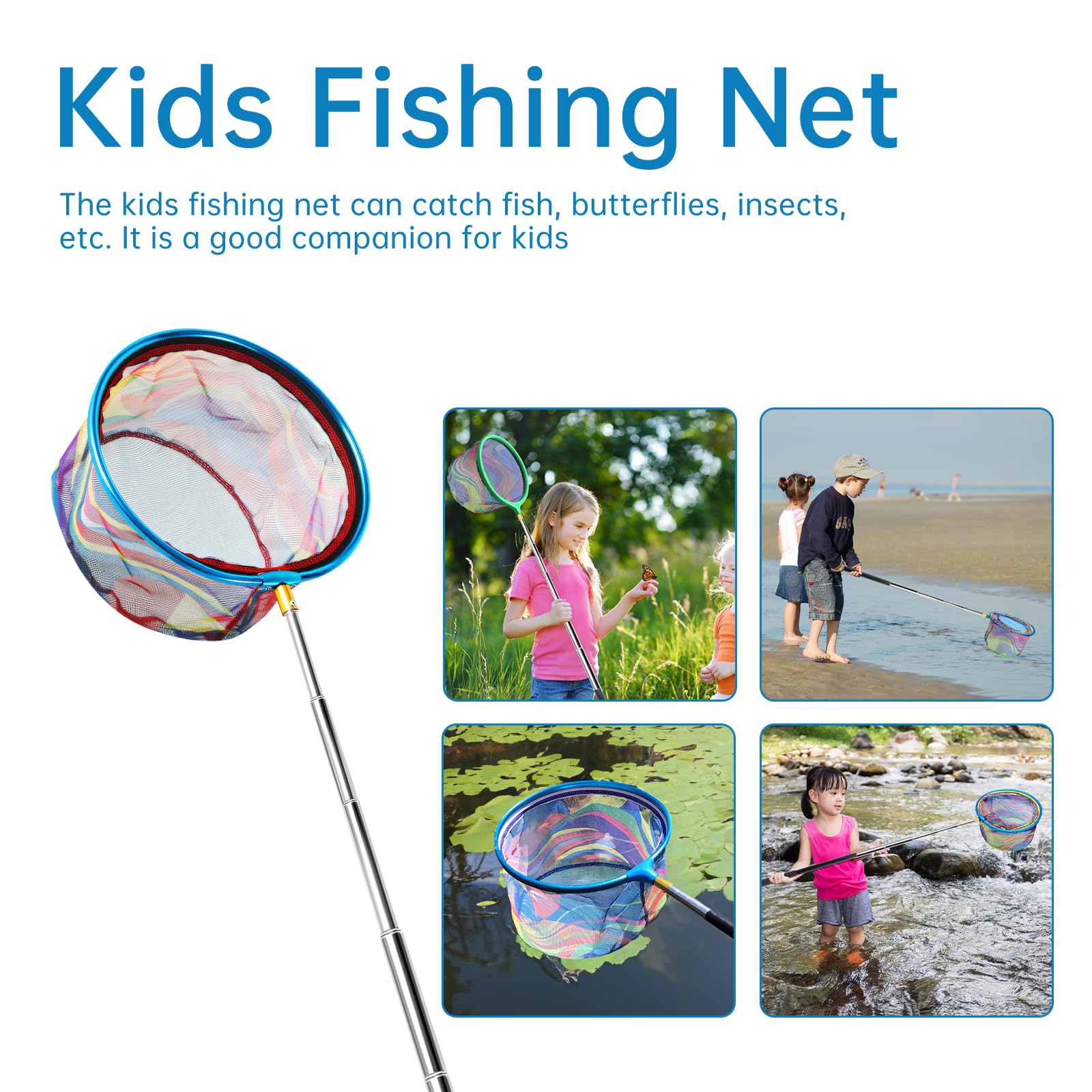 Two nets and two foldable silicone buckets for outdoor use
