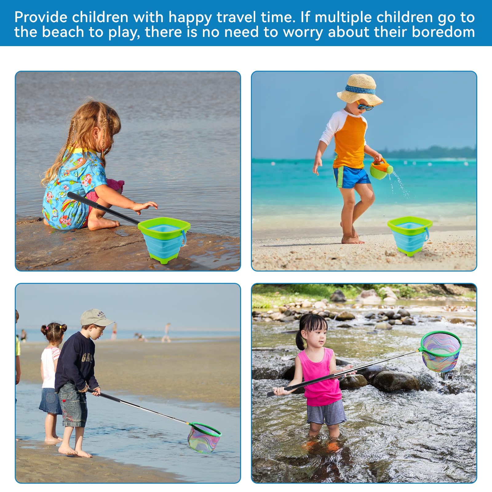 Compact, portable fishing net kit for teens and kids