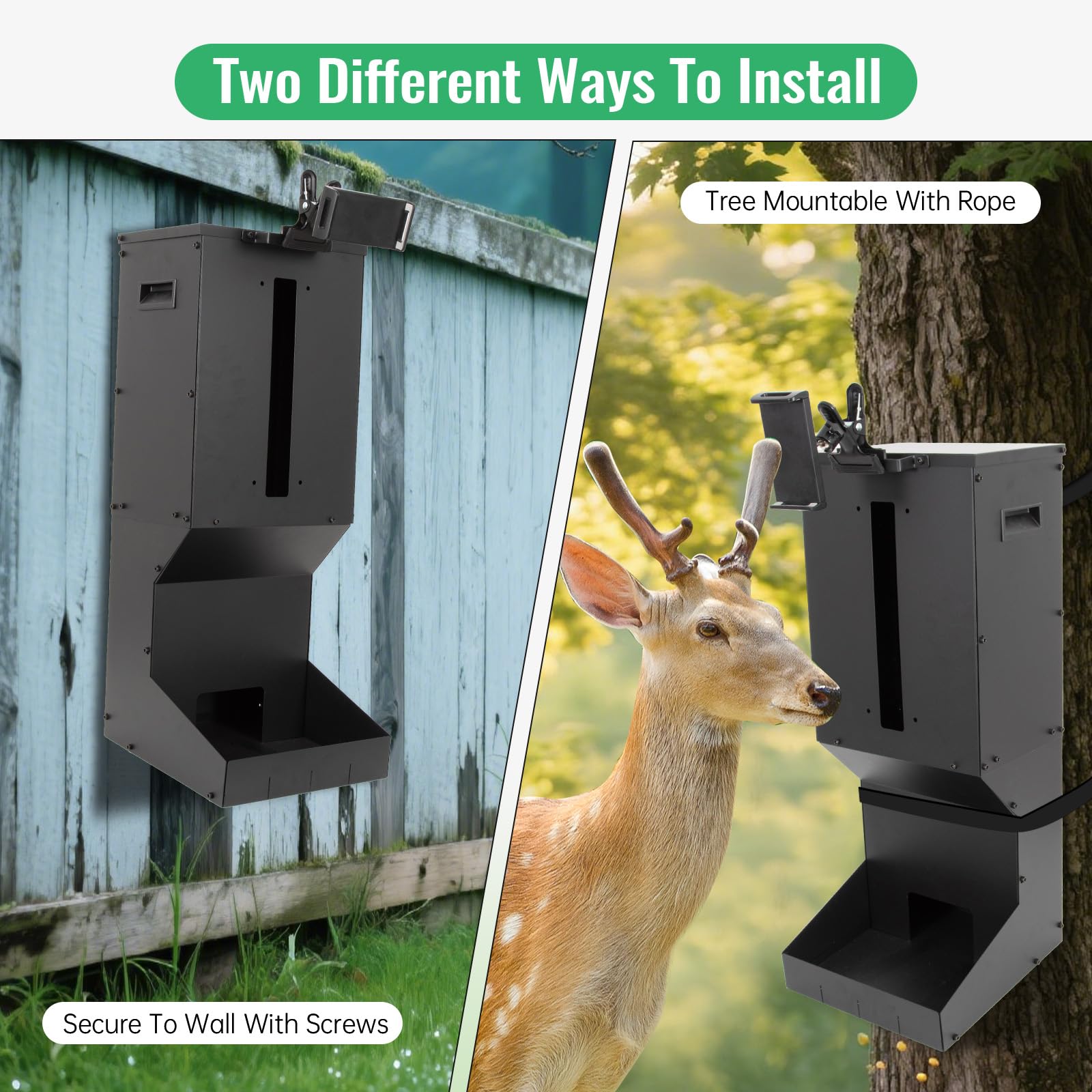 Automatic Metal Deer Feeder feed level window helps monitor supply for timely refills