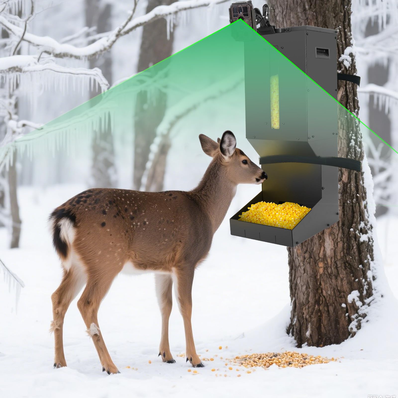 Automatic Metal Deer Feeder metal construction highlights durability for field and farm use