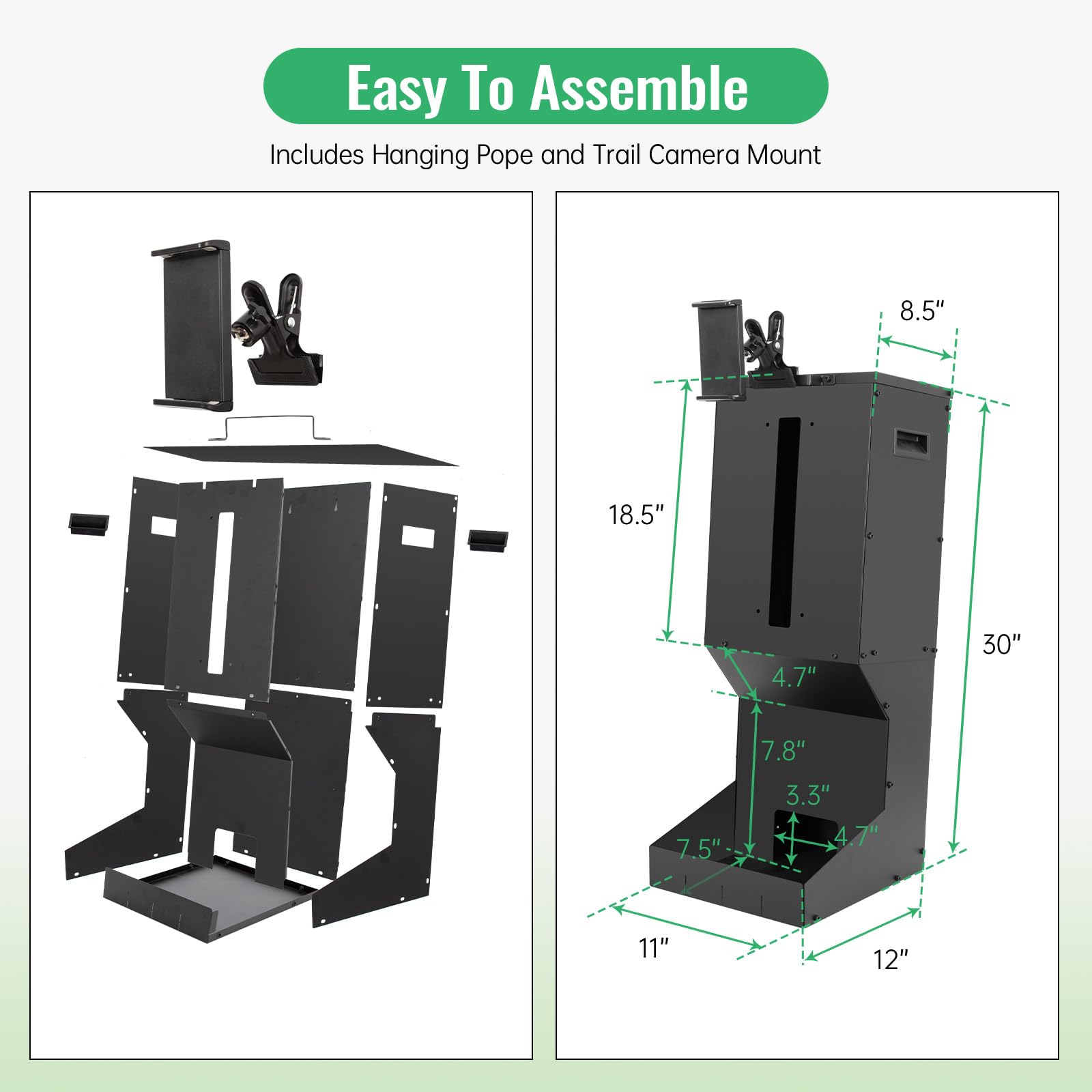 Automatic Metal Deer Feeder wall-mount setup demonstrates flexible placement for observation and feeding