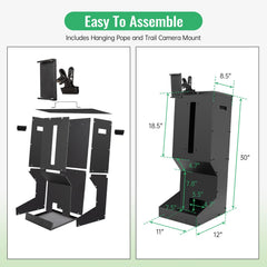 Automatic Metal Deer Feeder wall-mount setup demonstrates flexible placement for observation and feeding