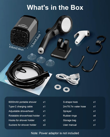 AUTOPkio bottom suction cups secure the shower on car or flat surfaces