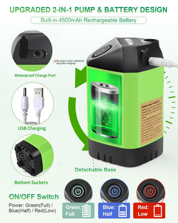 AUTOPkio camping shower battery-pack offers long-lasting power for extended use.