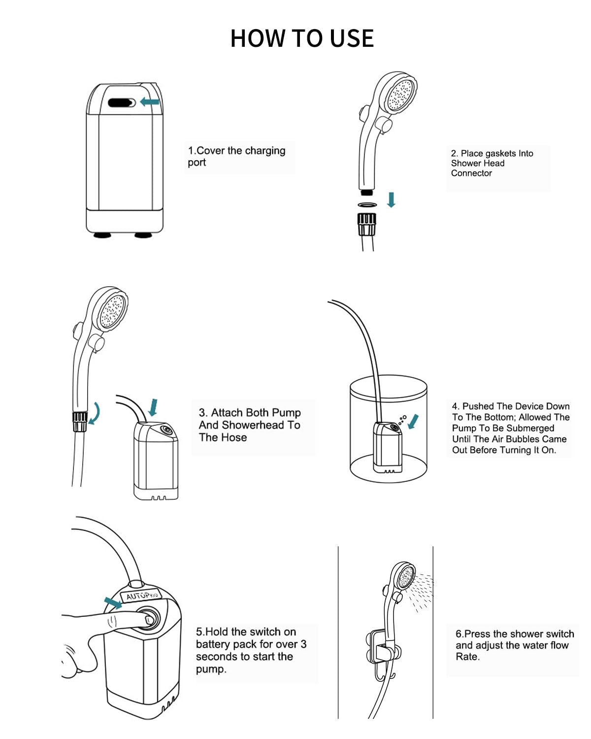 AUTOPkio camping shower multiuse supports camping, pet baths, and car washes.