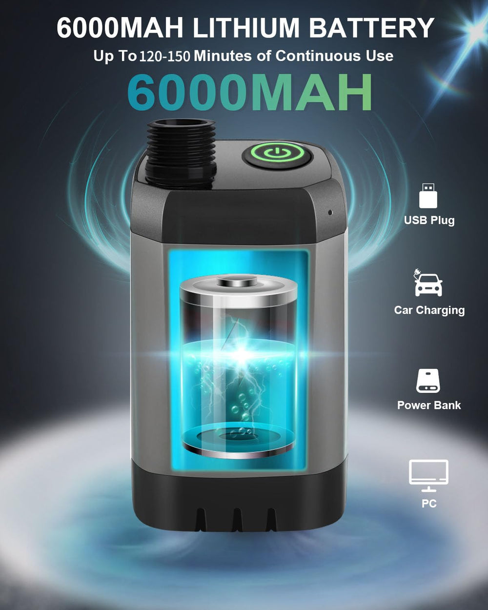 AUTOPkio camping shower LED display highlights battery, temperature, and mode for easy monitoring