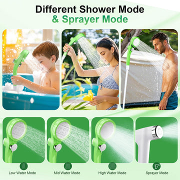 AUTOPkio three-mode shower head for adjustable flow in outdoor use
