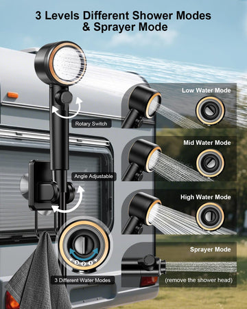 AUTOPkio shower-head-modes highlights four modes for soft to powerful rinsing.