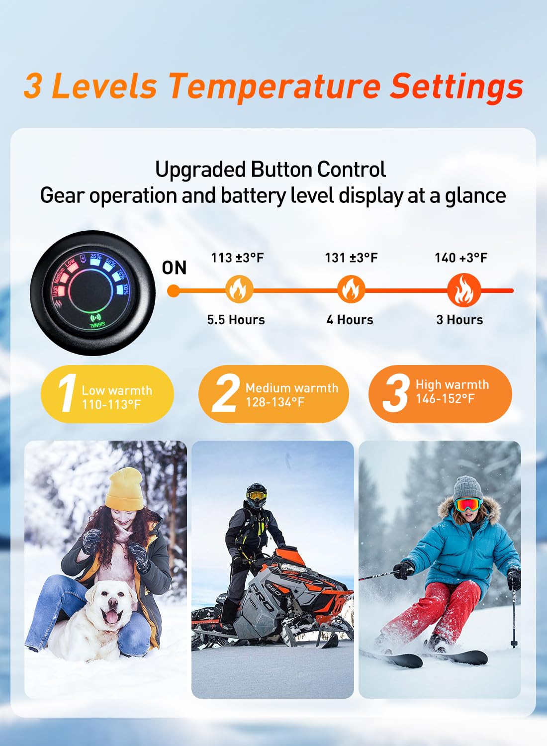 Auxemu heated gloves battery pack demonstrates compact design and extended warmth