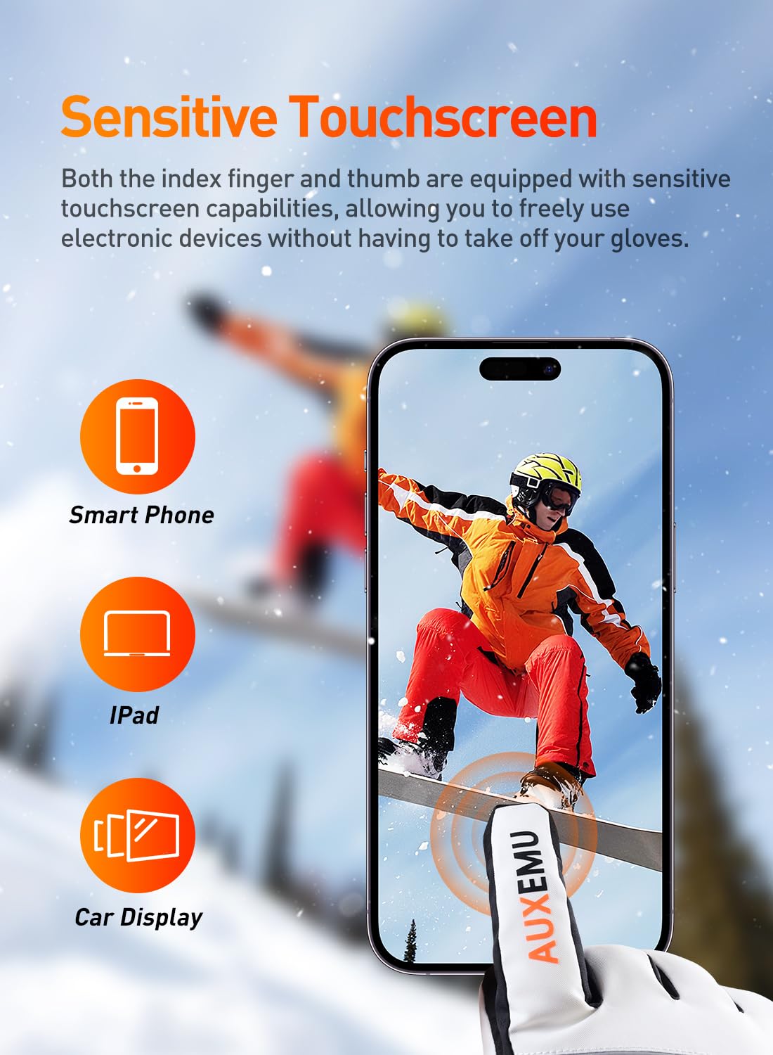 Auxemu heated gloves three heat settings to adapt to cold conditions