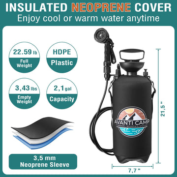 AVANTI CAMP beach and surf rinse setup for sand, salt, and mud cleanup