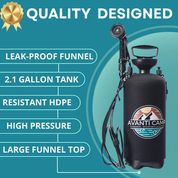 AVANTI CAMP temperature control cover keeps water warm or cool during use