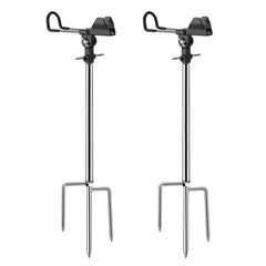 AVCMOTO 360° adjustable fishing rod holder in stainless steel with ground stake