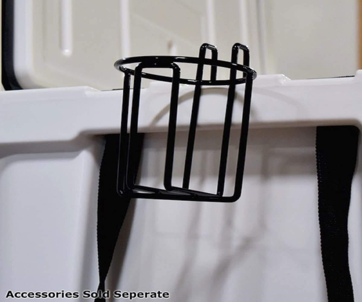 Avenger Wire Cup Holder installed on Avenger Hero Jr. Cooler demonstrates easy access and organized drink storage.