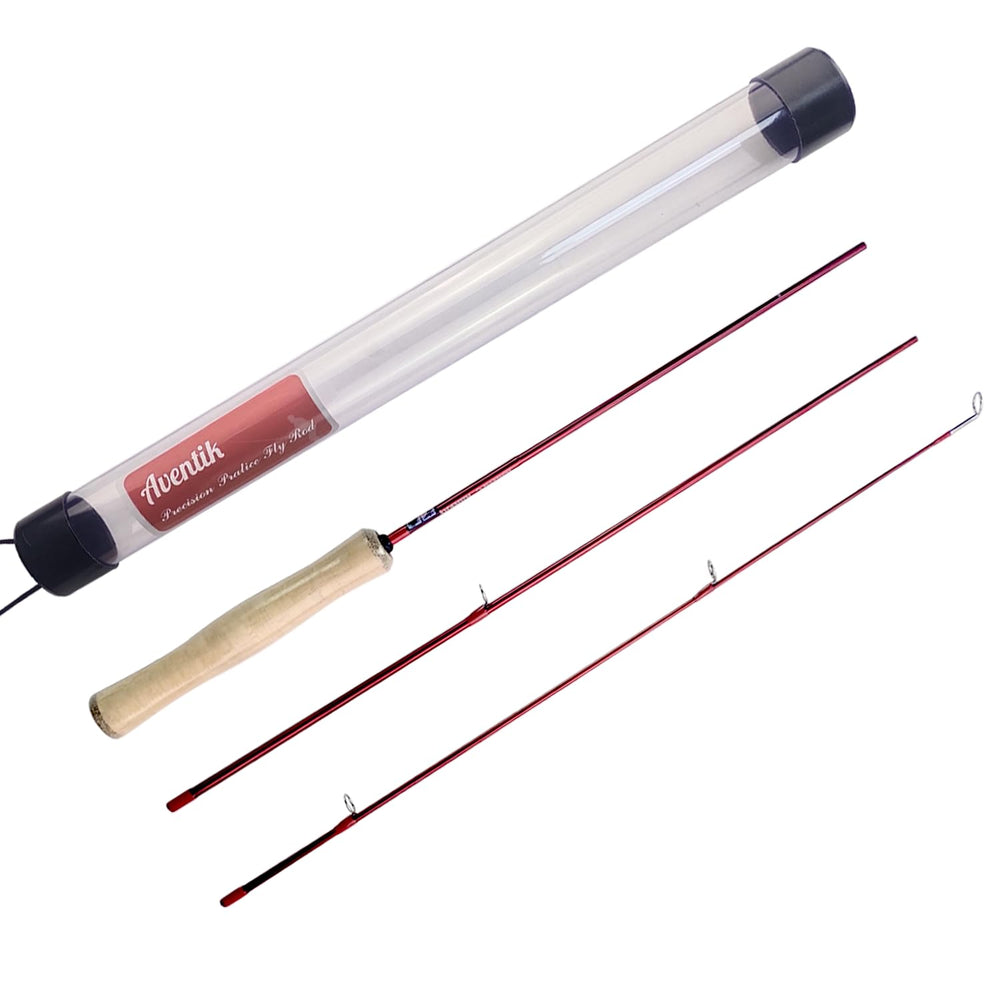 Travel-friendly three-section design of Aventik practice rod