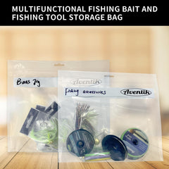 Interior dimensions of Aventik Bait Bags showing space for soft plastics