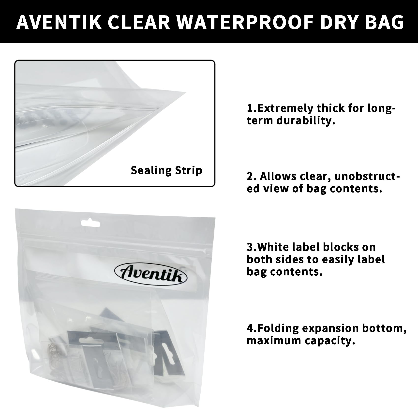 Blank label areas on both sides for quick item identification
