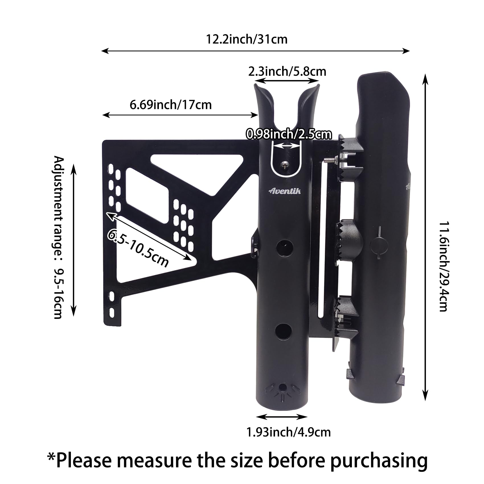 Aventik bike rod holder adjustable clamps highlights versatile clamp sizes to fit various frames