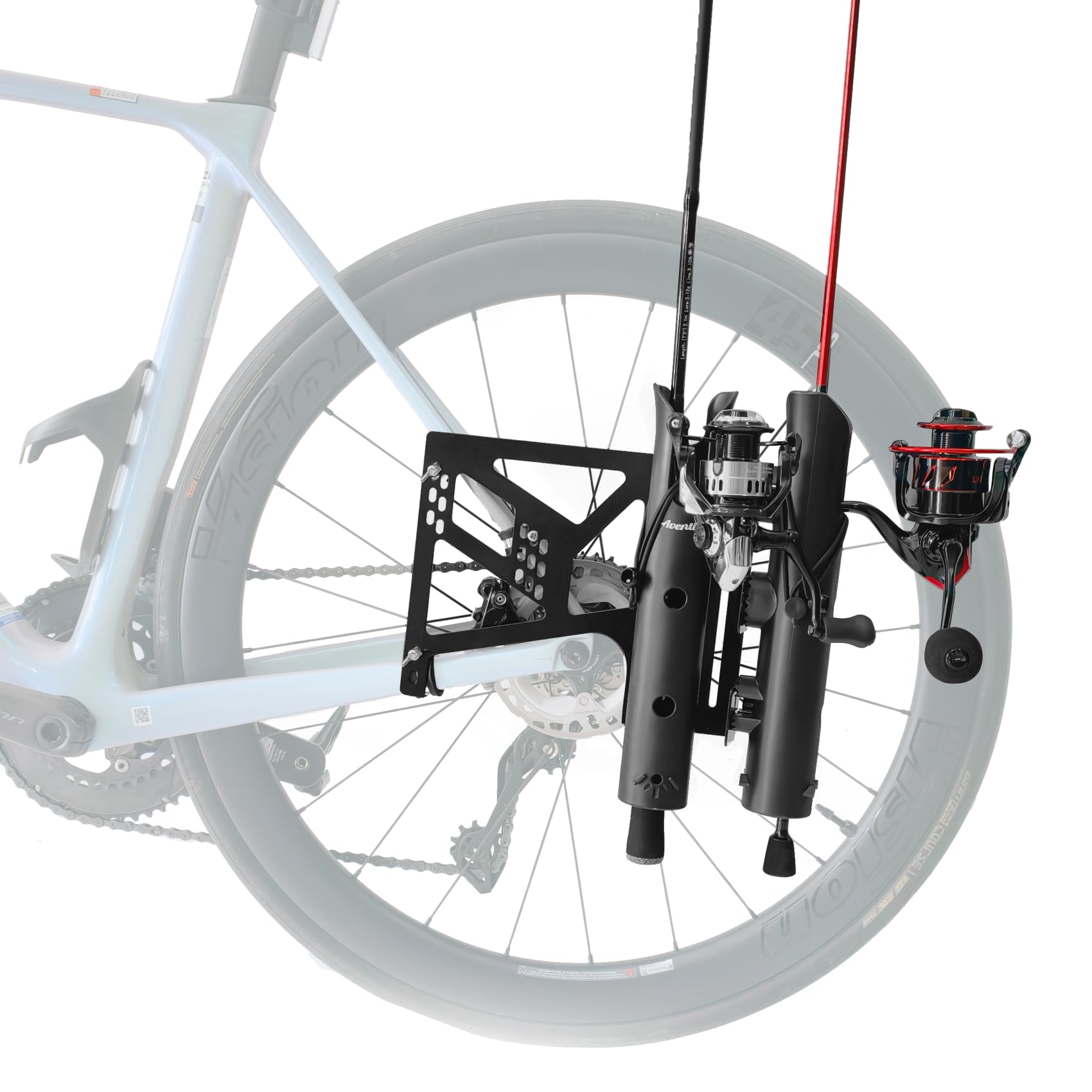 Aventik bike rod holder installation close-up demonstrates screwdriver-free mounting for quick setup