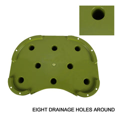 Bottom view showing eight cones and drainage design