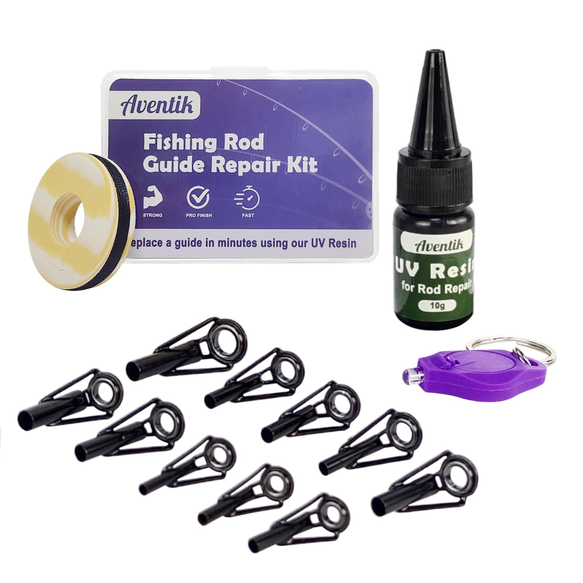 Aventik fishing rod tip repair kit with eyelet replacements