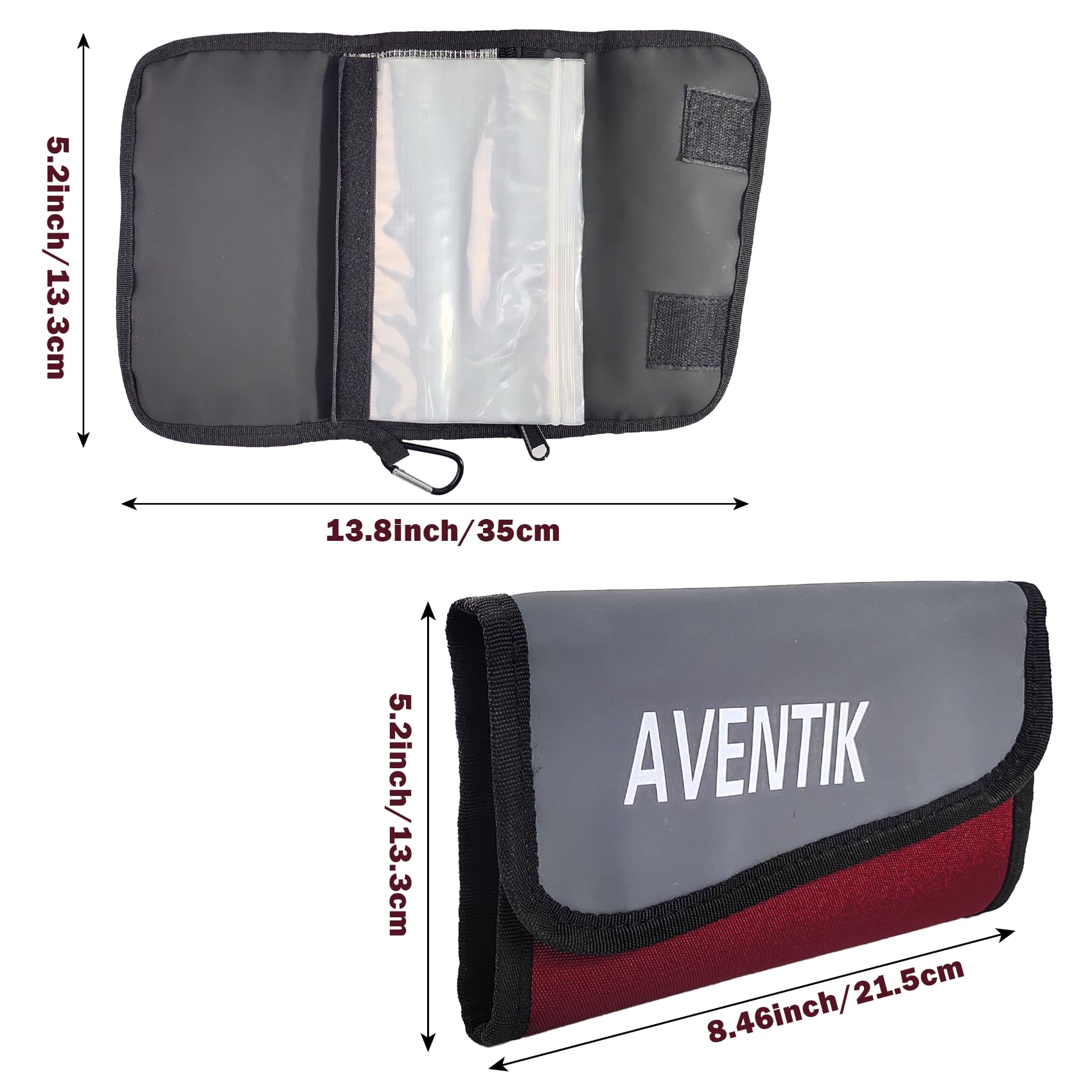 Two zippered pockets for additional storage in Aventik organizer
