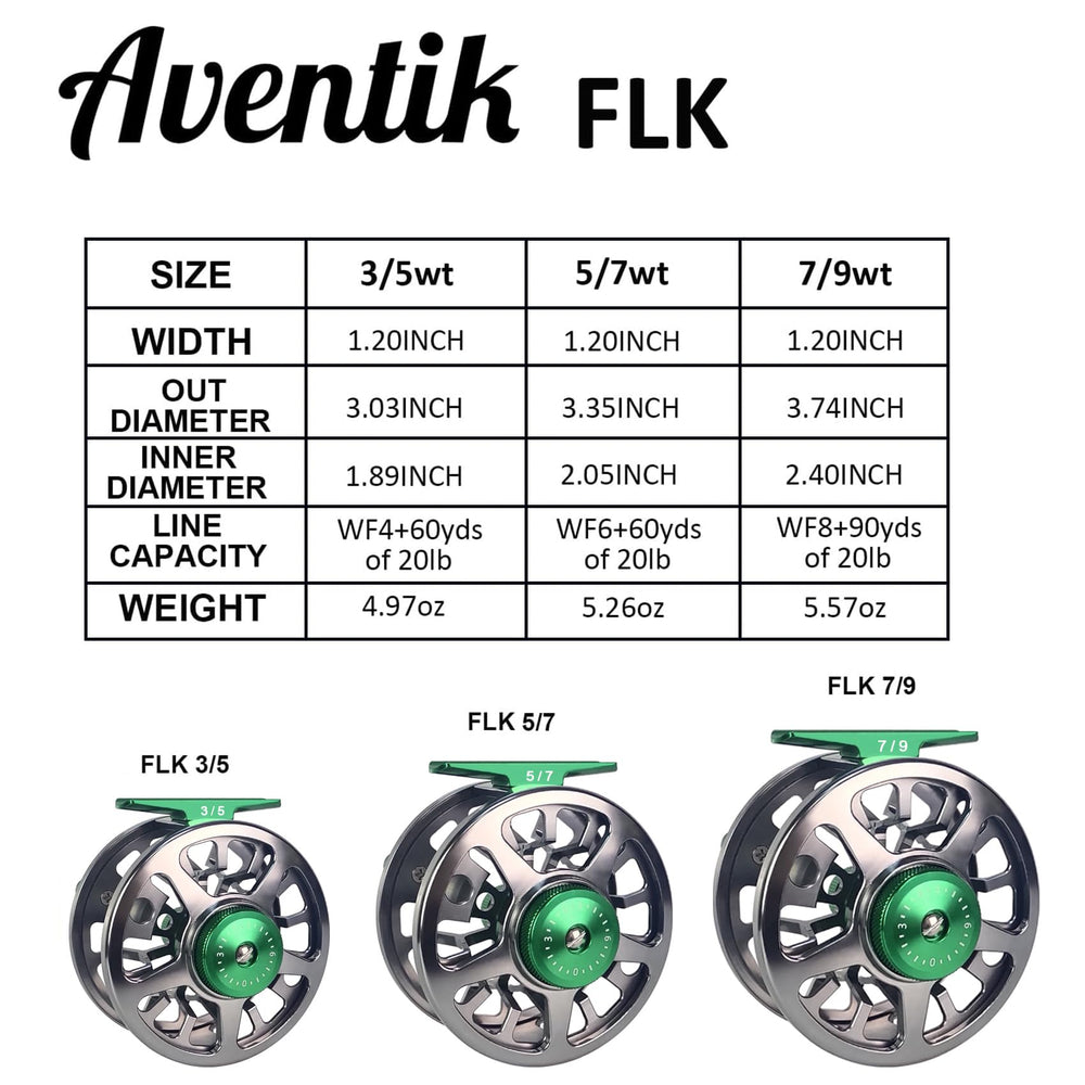 Aventik FLK II reel large-arbor design for fast line retrieval and ample capacity.