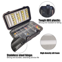 Floating waterproof fly box designed for on-water use