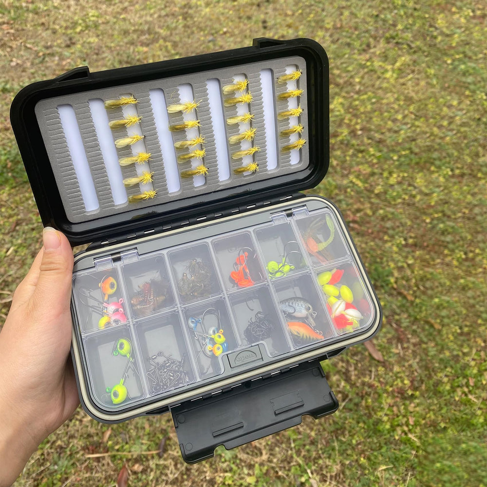 Person opening the swing leaf fly box for quick access
