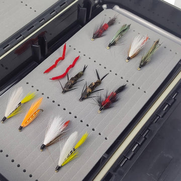 Close-up of double-sided foam grip inside the fly box