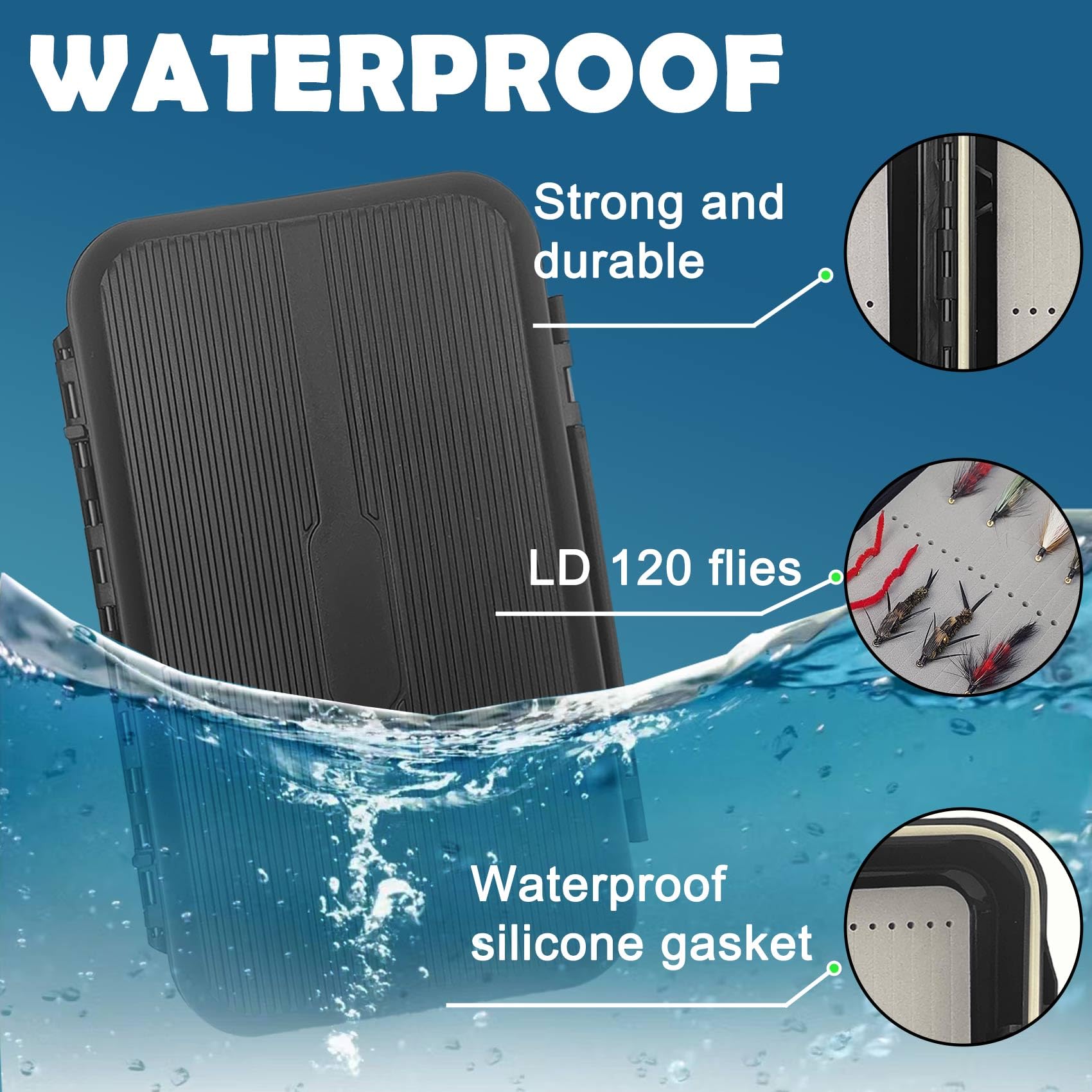 Fly box floating on water to show buoyancy
