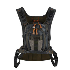 Back view of Aventik vest backpack showing pockets and straps