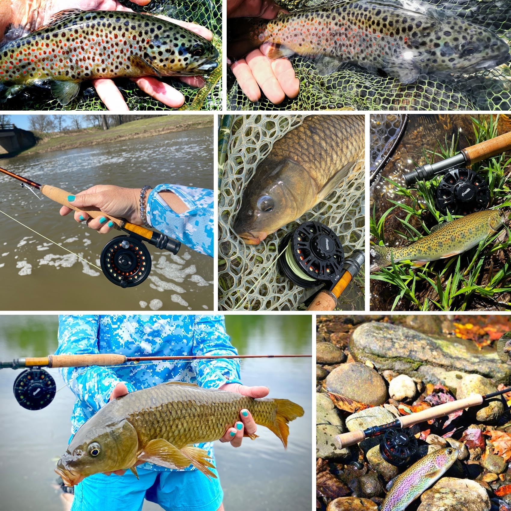 Aventik HVCE graphite fly reel size comparison showing 3/4, 5/6, and 7/8wt options.