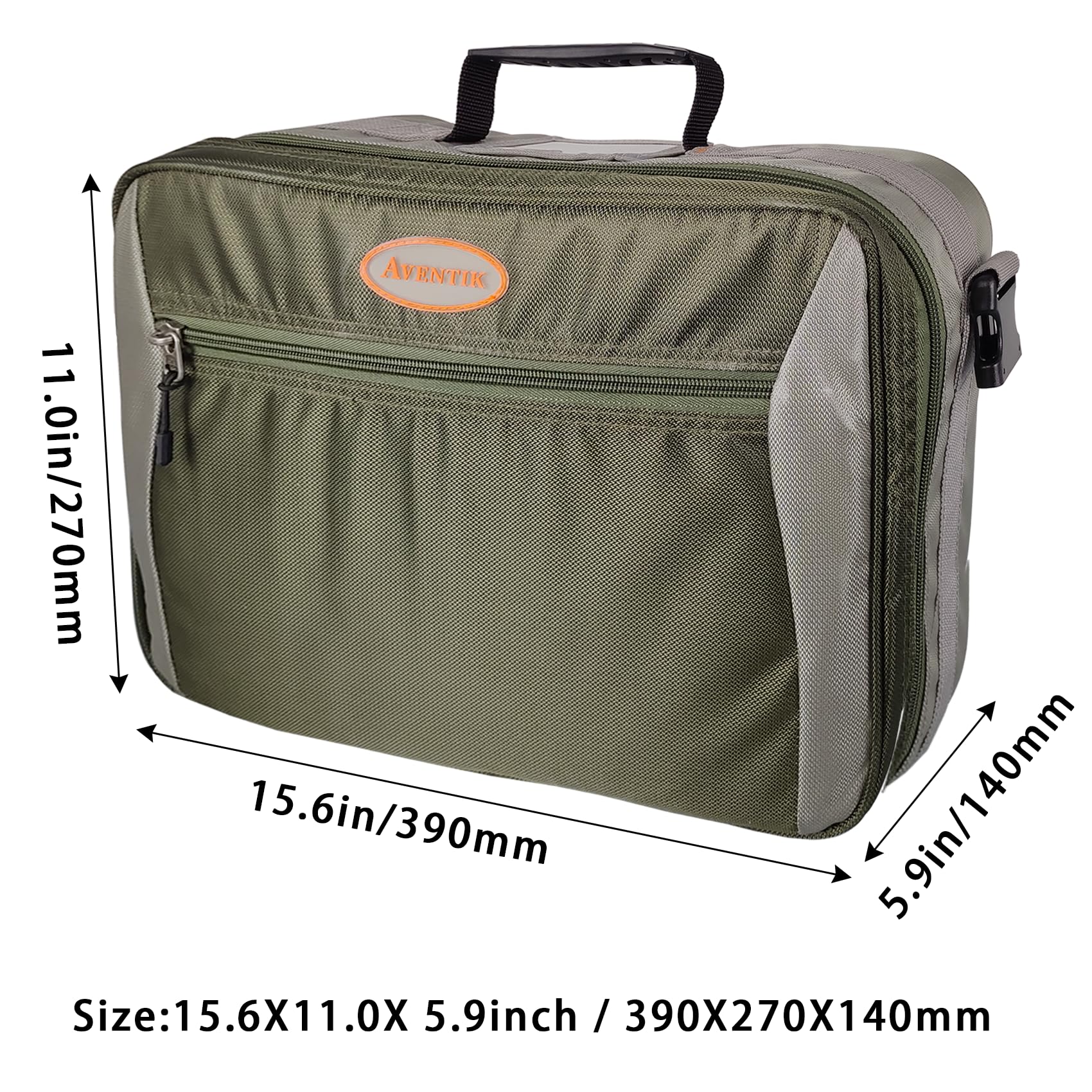 Aventik Mag Reel Case interior with adjustable dividers for varied reel sizes.