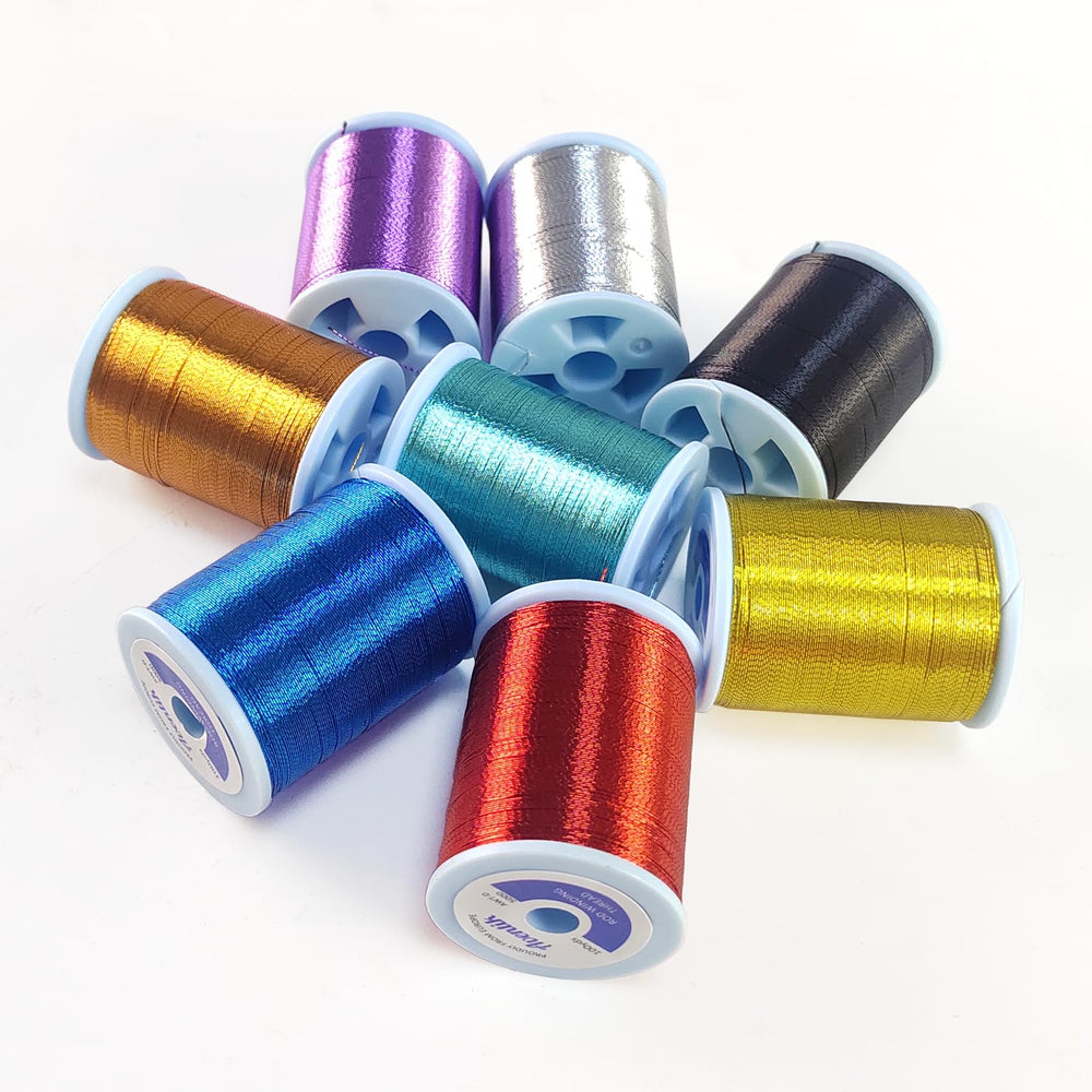 Aventik metallic wrapping thread spool - blue color