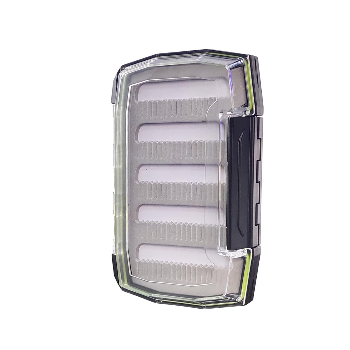 Aventik double-sided waterproof fly box with foam and silicone inserts, front view