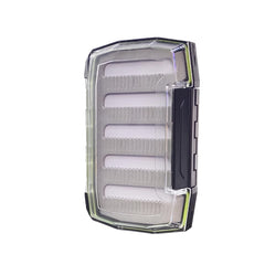 Aventik double-sided waterproof fly box with foam and silicone inserts, front view