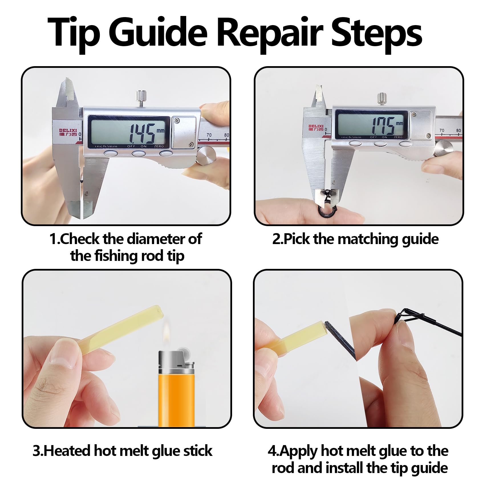 Stainless steel triangular frame rod tip guide with ceramic ring